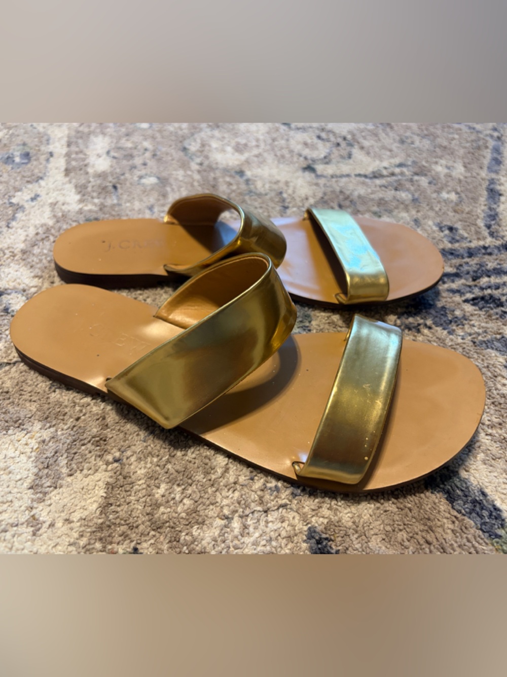 Metallic Gold Slide Sandals - Women